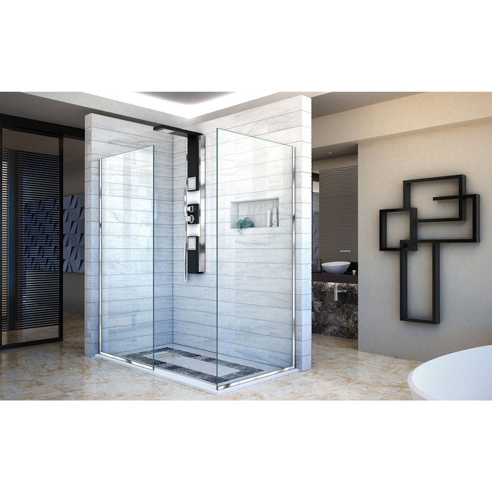 DreamLine SHDR-3230302-01 Linea Two Individual Frameless Shower Screens 30"W x 72"H each, Open Entry Design in Chrome