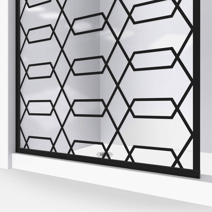 DreamLine D3234720HX-09 Linea Maze 34"W x 72"H Single Panel Frameless Shower Door, Open Entry Design in Satin Black