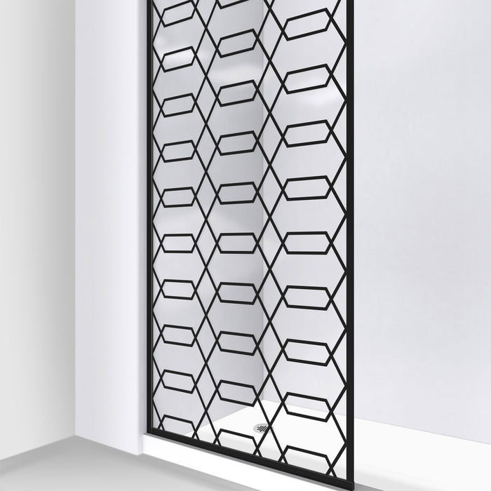 DreamLine D3234720HX-09 Linea Maze 34"W x 72"H Single Panel Frameless Shower Door, Open Entry Design in Satin Black
