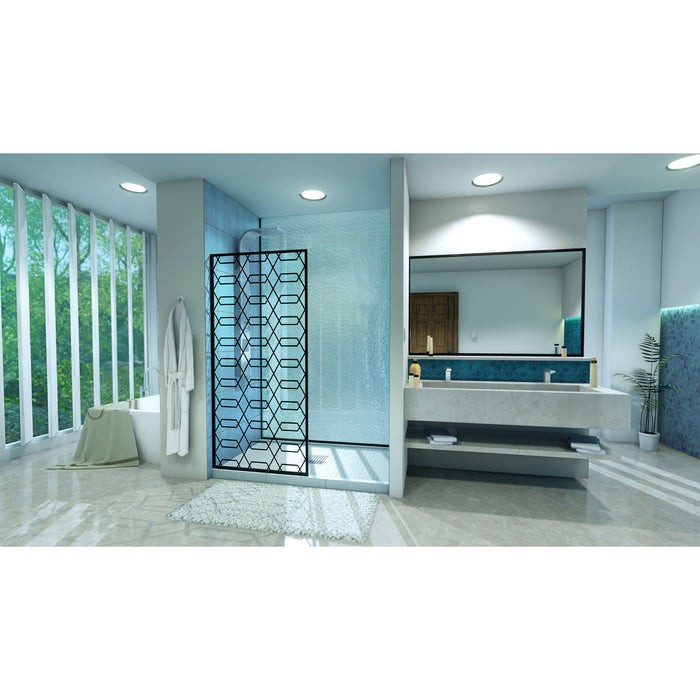 DreamLine D3234720HX-09 Linea Maze 34"W x 72"H Single Panel Frameless Shower Door, Open Entry Design in Satin Black
