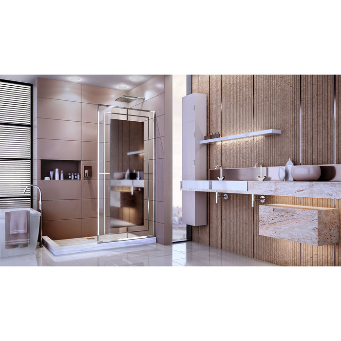 DreamLine D3234721M12-08 Linea Mira 34"W x 72"H Single Panel Frameless Shower Screen in Polished Stainless Steel