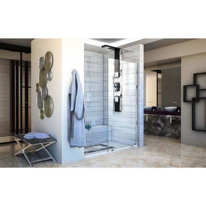 DreamLine SHDR-3230721-01 Linea Single Panel Frameless Shower Screen 30"W x 72"H, Open Entry Design in Chrome