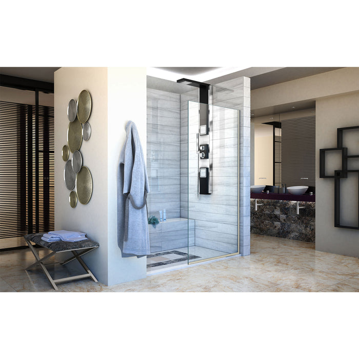 DreamLine SHDR-3234721-04 Linea Single Panel Frameless Shower Screen 34"W x 72"H, Open Entry Design in Brushed Nickel