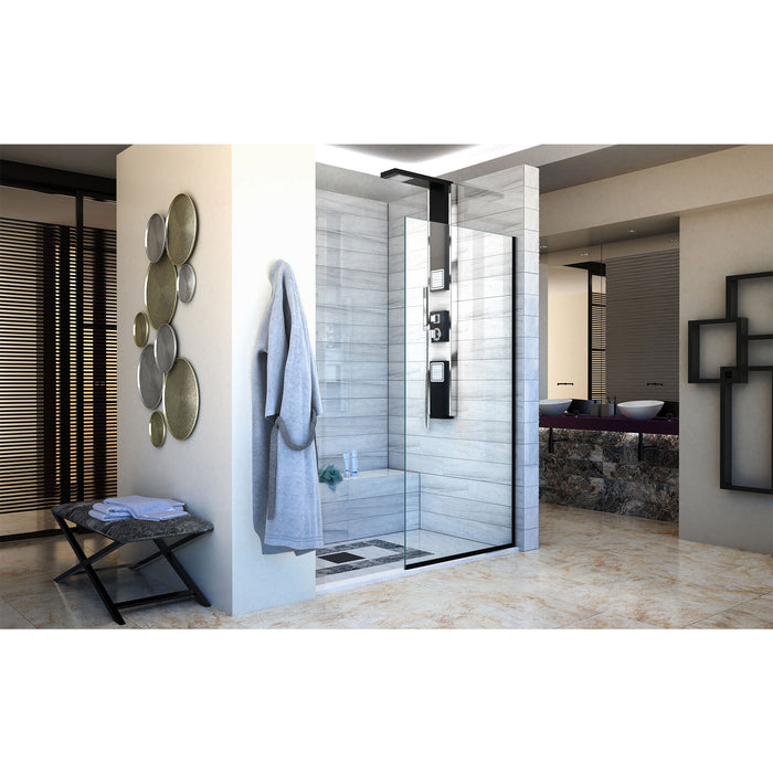 DreamLine SHDR-3234721-09 Linea Single Panel Frameless Shower Screen 34"W x 72"H, Open Entry Design in Satin Black