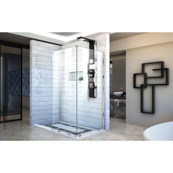 DreamLine SHDR-3234343-01 Linea Two Adjacent Frameless Shower Screens 34"W x 72"H each, Open Entry Design in Chrome