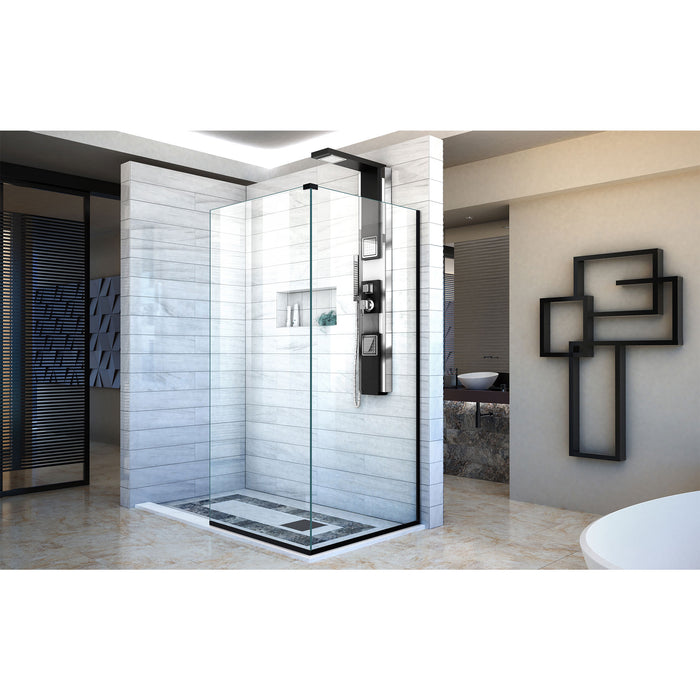 DreamLine SHDR-3234343-09 Linea Two Adjacent Frameless Shower Screens 34"W x 72"H each, Open Entry Design in Satin Black