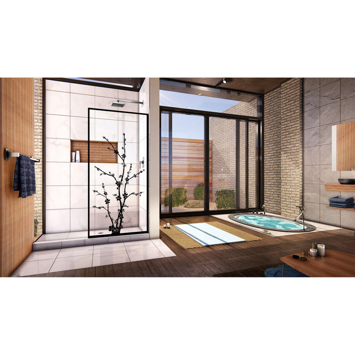 DreamLine D3234720ZNB-09 Linea Blossom 34"W x 72"H Single Panel Frameless Shower Door, Open Entry Design in Satin Black