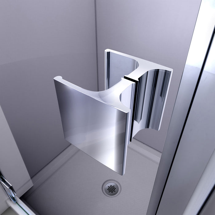 DreamLine DL-533636-22-01 Lumen 36"D x 36"W x 74 3/4"H Hinged Shower Door in Chrome with Biscuit Base Kit