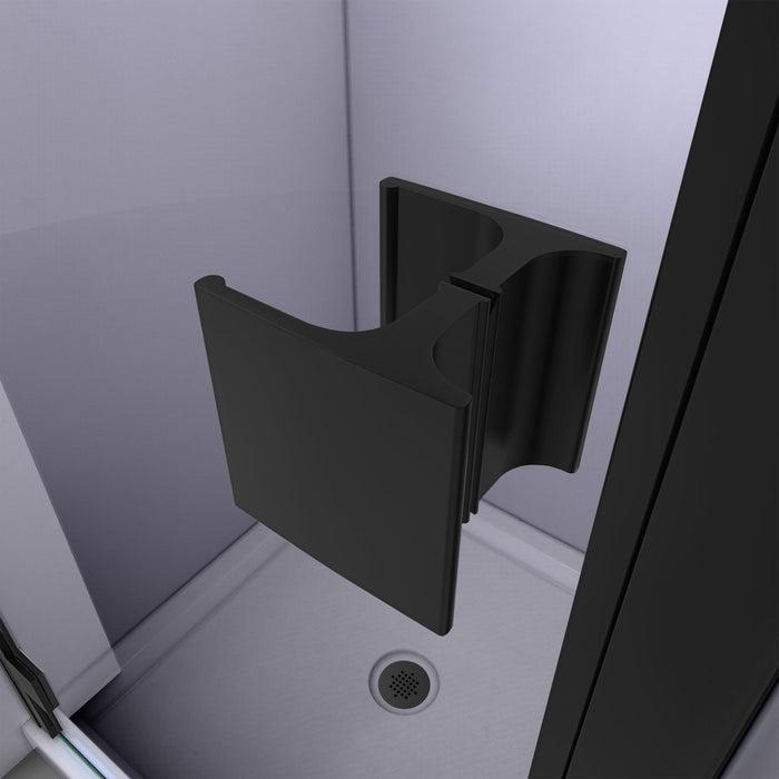 DreamLine DL-533636-22-09 Lumen 36"D x 36"W x 74 3/4"H Hinged Shower Door in Satin Black with Biscuit Base Kit