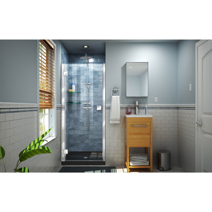 DreamLine DL-533242-88-01 Lumen 32"D x 42"W x 74 3/4"H Hinged Shower Door in Chrome with Black Base Kit