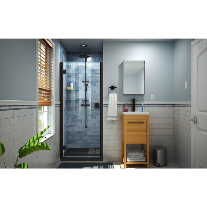 DreamLine DL-533442-88-09 Lumen 34"D x 42"W x 74 3/4"H Hinged Shower Door in Satin Black with Black Base Kit