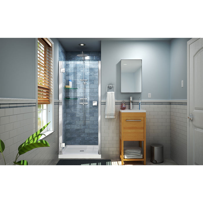 DreamLine DL-533636-01 Lumen 36"D x 36"W x 74 3/4"H Hinged Shower Door in Chrome with White Base Kit