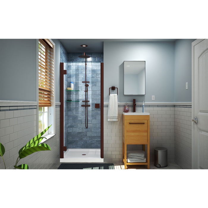 DreamLine DL-533242-06 Lumen 32"D x 42"W x 74 3/4"H Hinged Shower Door in Oil Rubbed Bronze with White Base Kit
