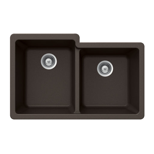 Houzer M-175U MOCHA Quartztone 33" Mocha Granite Composite Undermount 60/40 Double Bowl Kitchen Sink