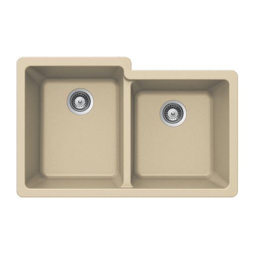 Houzer M-175U SAND Quartztone 33" Sand Granite Composite Undermount 60/40 Double Bowl Kitchen Sink