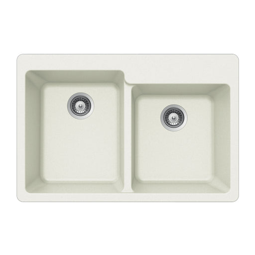 Houzer M-175 CLOUD Quartztone 33" Cloud Granite Composite Drop-in Topmount 60/40 Double Bowl Kitchen Sink