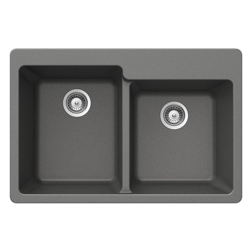 Houzer M-175 SLATE Quartztone 33" Slate Granite Composite Drop-in Topmount 60/40 Double Bowl Kitchen Sink