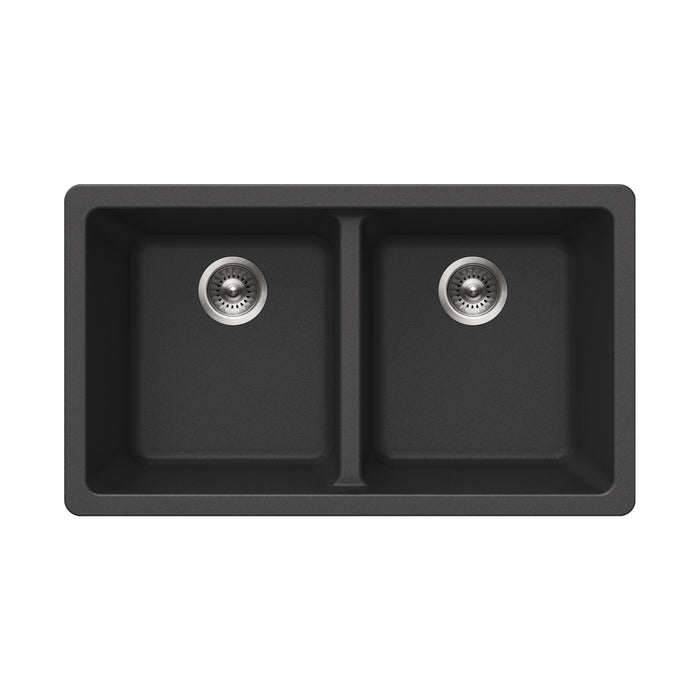 Houzer M-300U MIDNITE Quartztone 31" Midnite Granite Composite Undermount 50/50 Double Bowl Kitchen Sink