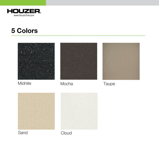 Houzer M-300 CLOUD Quartztone 33" Cloud Granite Composite Drop-in Topmount 50/50 Double Bowl Kitchen Sink