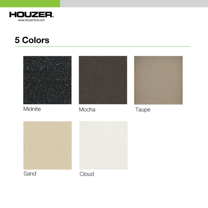 Houzer M-300 SLATE Quartztone 33" Slate Granite Composite Drop-in Topmount 50/50 Double Bowl Kitchen Sink