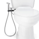 Brondell MBH-40-B black CleanSpa holster and handheld sprayer mounted beside a closed toilet seat