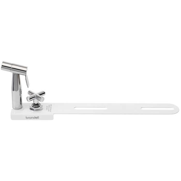 Brondell MBH-40-W CleanSpa sprayer seated in the white holster, angled product view