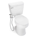 Brondell MBH-40-W white CleanSpa holster and sprayer installed on a toilet, elevated three-quarter view
