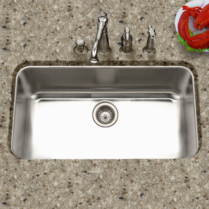 Houzer MGS-3018-1 Medallion 31" Undermount Single Bowl Kitchen Sink with Strainer