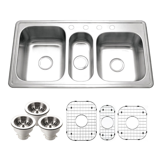 Houzer MGT-4120-C Medallion 40" Undermount Triple Bowl Kitchen Sink