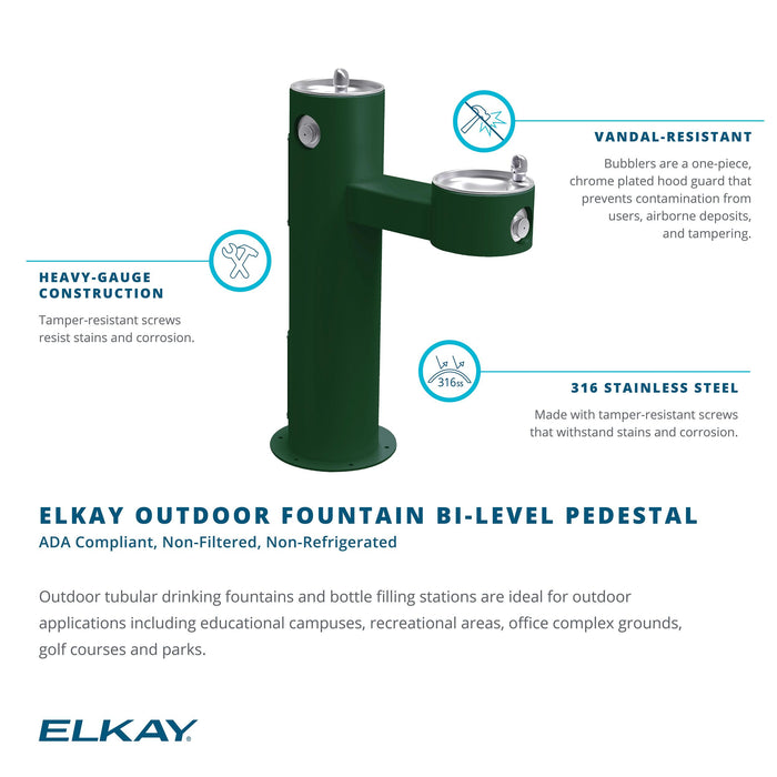 Elkay LK4420BLU Outdoor Bi-Level Pedestal Drinking Fountain in Blue