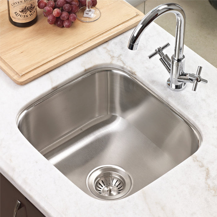 Houzer MS-1708-C Club 17" Undermount Bowl Bar and Prep Sink with Strainer & Bottom Grid