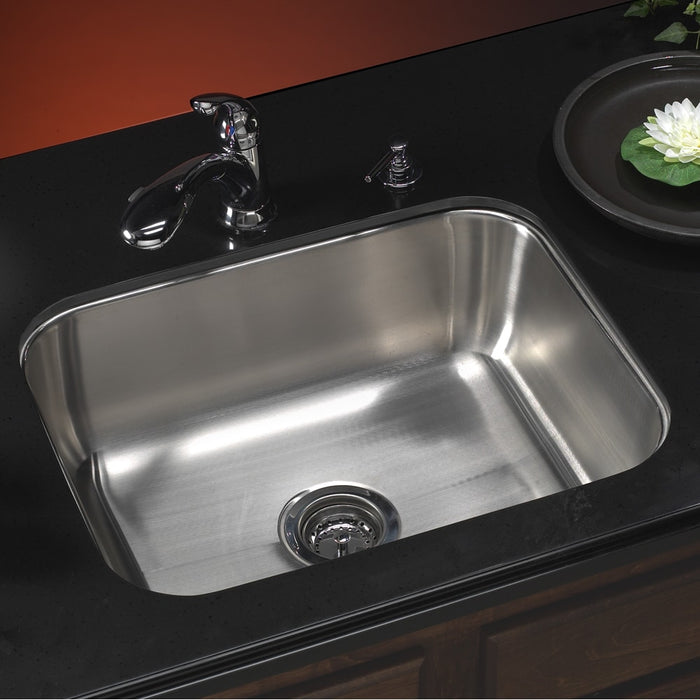 Houzer MS-2309-1 Medallion 23" Undermount 9" Deep Single Bowl Kitchen Sink with Strainer