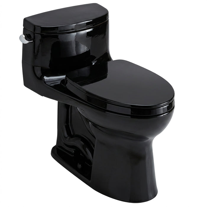 TOTO MS634124CEF#51 Supreme II One-Piece Universal Height Toilet with Seat, Washlet+ Ready, Ebony Black