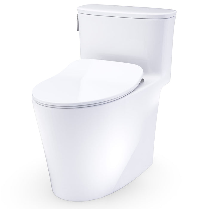 TOTO MS686234CEFG#01 Aurora One-Piece Universal Height 1.28 GPF Elongated Toilet with Slim Seat, Washlet+
