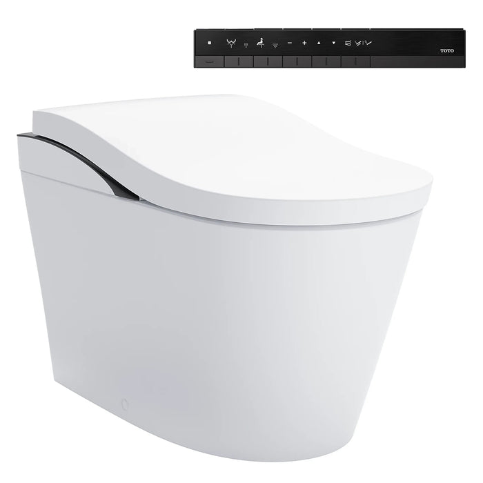TOTO MS8732CUMFG#01B NEOREST LS Dual Flush Integrated Bidet Universal Height Toilet, Cotton White with Black Trim