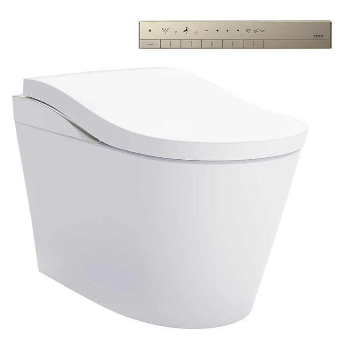 TOTO MS8732CUMFG#01N NEOREST LS Dual Flush Integrated Bidet Universal Height Toilet, Cotton White with Nickel Trim
