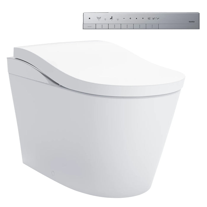 TOTO MS8732CUMFG#01S NEOREST LS Dual Flush Integrated Bidet Universal Height Toilet, Cotton White with Silver Trim
