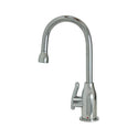 Hot water faucet with modern curved body and handle in brushed nickel finish.