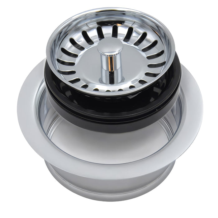 Classic - complete stopper and strainer unit waste disposer trim in brushed nickel finish.