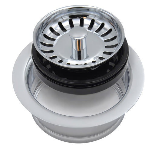 Classic - complete stopper and strainer unit waste disposer trim in polished chrome finish.