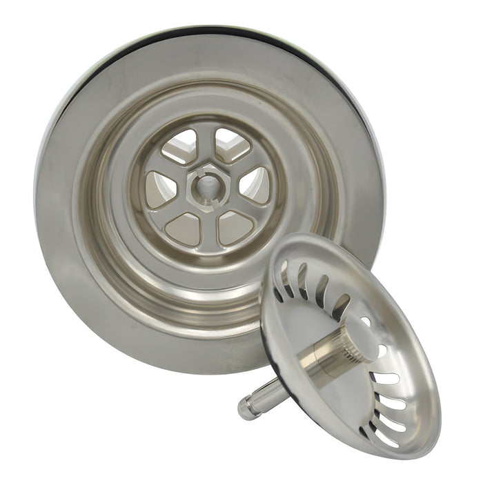 Classic - 3-1/2" deluxe stemball kitchen sink strainer in brushed stainless finish.