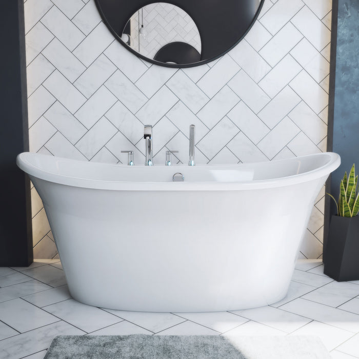 DreamLine BTMO6032WFXXC00 Montego 60" x 32" Freestanding Double Slipper 2-Person Oval Bathtub in White