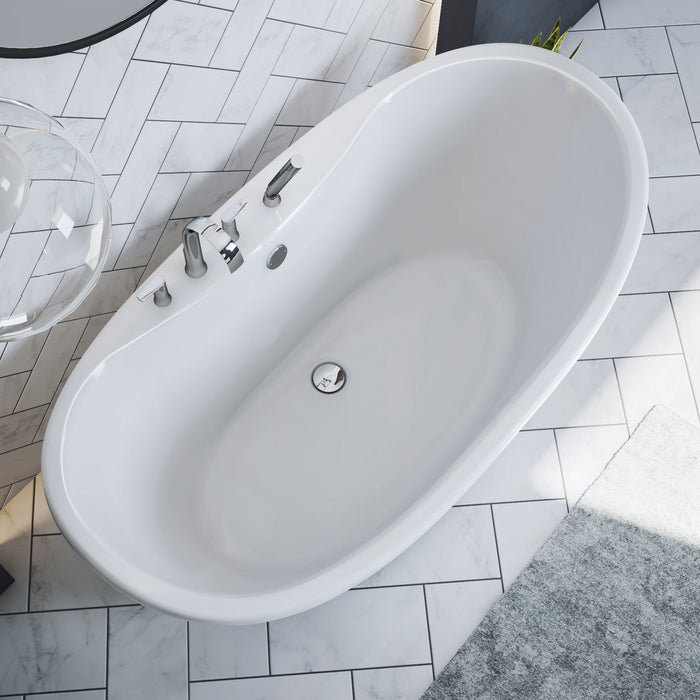 DreamLine BTMO6032WFXXC00 Montego 60" x 32" Freestanding Double Slipper 2-Person Oval Bathtub in White