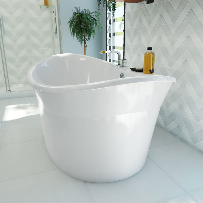 DreamLine BTMO6636WFXXC00 Montego 66" x 36" Freestanding Double Slipper 2-Person Oval Bathtub in White