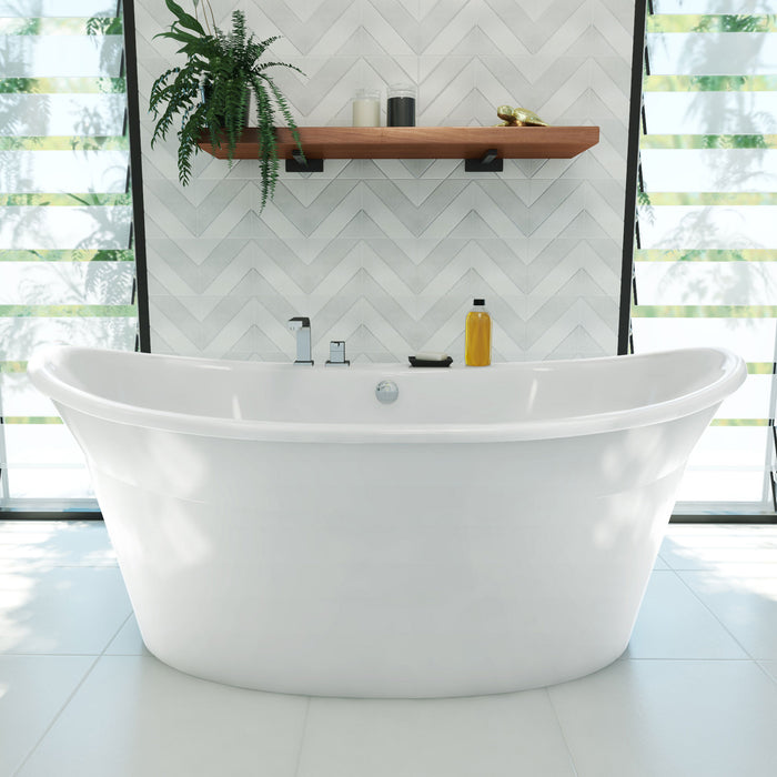 DreamLine BTMO6636WFXXC00 Montego 66" x 36" Freestanding Double Slipper 2-Person Oval Bathtub in White