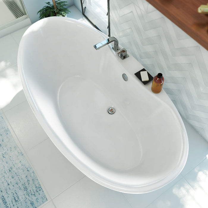 DreamLine BTMO6636WFXXC00 Montego 66" x 36" Freestanding Double Slipper 2-Person Oval Bathtub in White