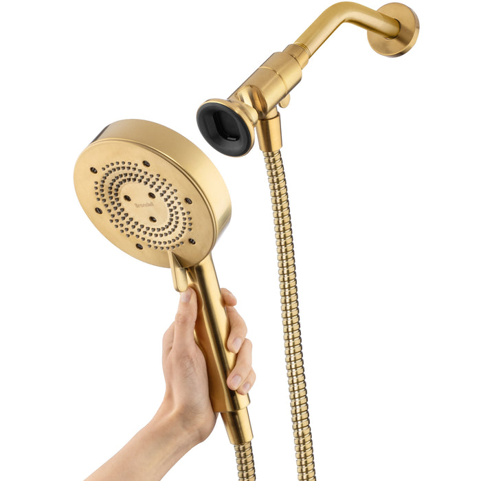 Brondell NE80-HSHNBB-MG Nebia Yuba 5-Setting Water Saving Handshower with Docking System in Matte Gold