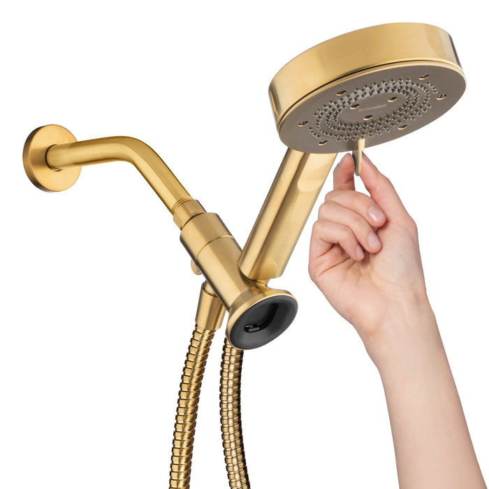 Brondell NE80-HSHNBB-MG Nebia Yuba 5-Setting Water Saving Handshower with Docking System in Matte Gold
