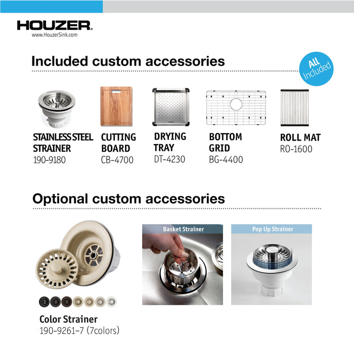 Houzer NVS-2600 26" Novus Undermount Dual Platform Workstation Kitchen Sink