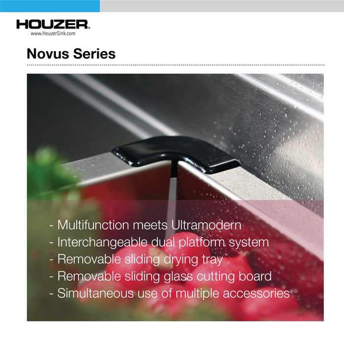 Houzer NVS-2600 26" Novus Undermount Dual Platform Workstation Kitchen Sink